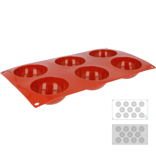 Molde em Silicone com Semi Esferas Vermelho
